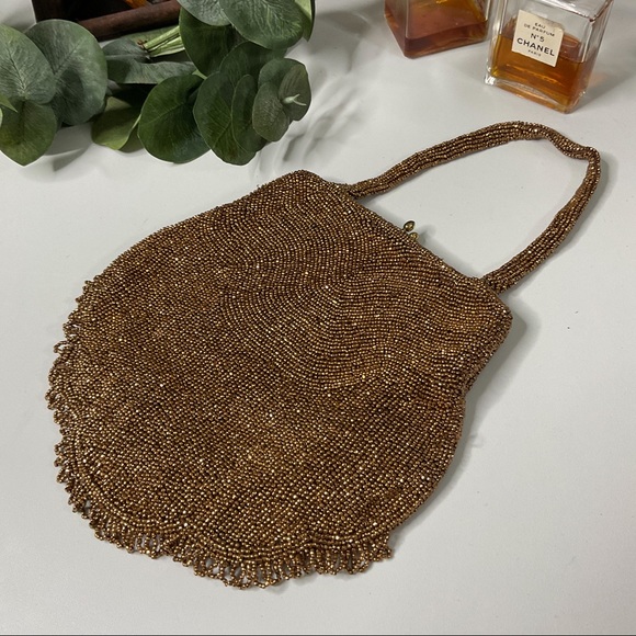 VTG Beaded Evening Purse 50s Bronze  Belgium - Picture 10 of 15